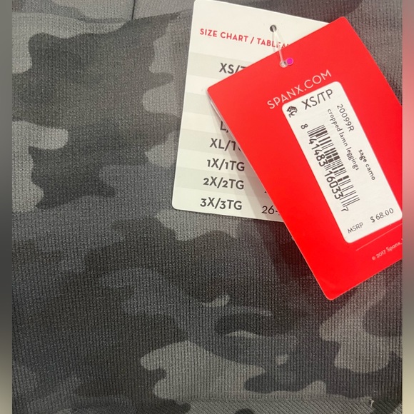NWT Spanx Cropped Lamn Leggings- Sage Camo - Picture 4 of 9